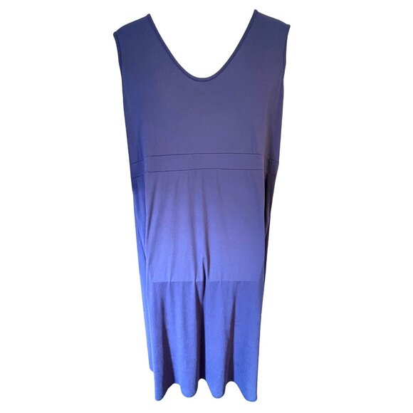 Navy Blue Sleeveless Cotton Maxi Dress Wrap Empire Waist Size 4XL Stretchy Comfy - Picture 5 of 7